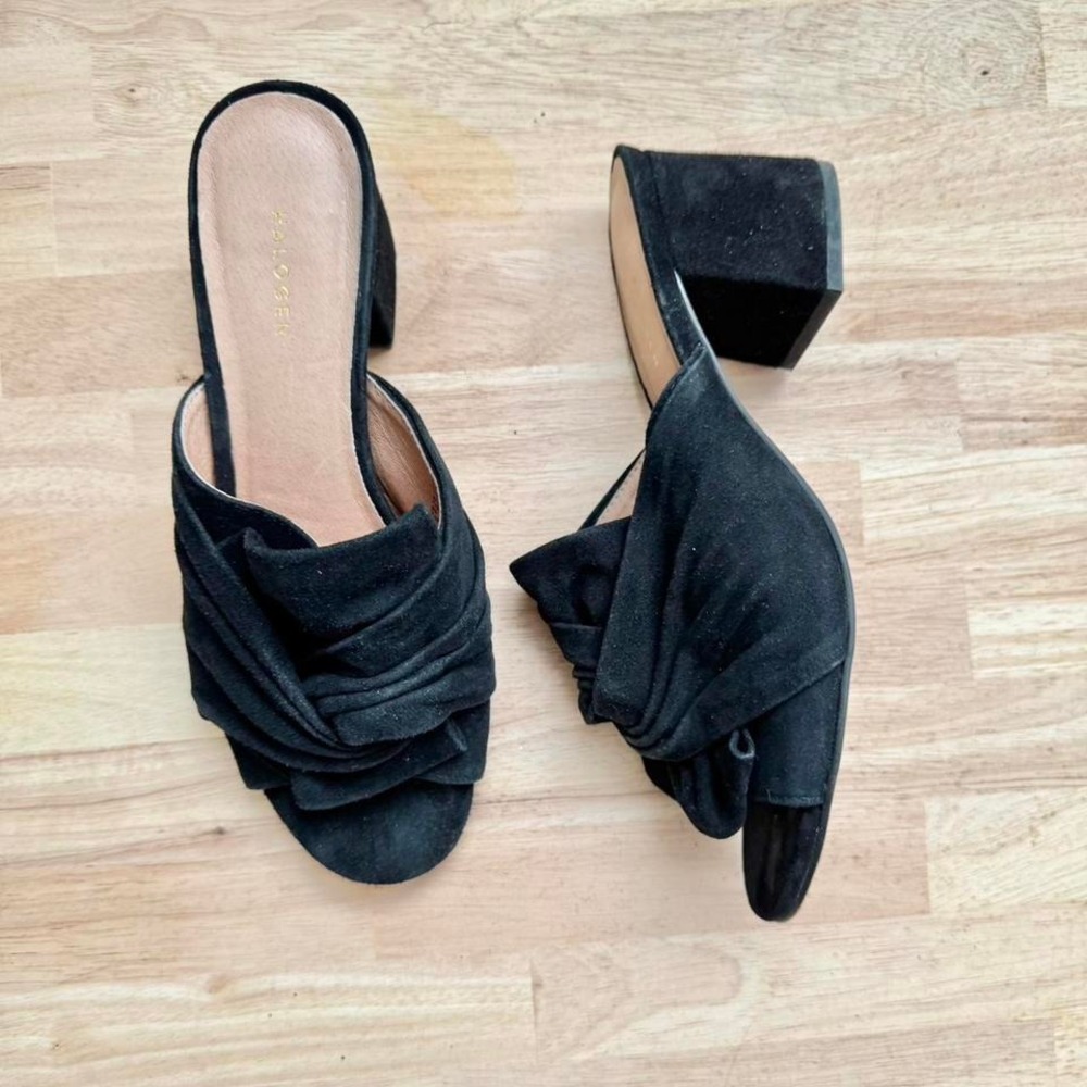 Black Suede Rosette Mule Size 8